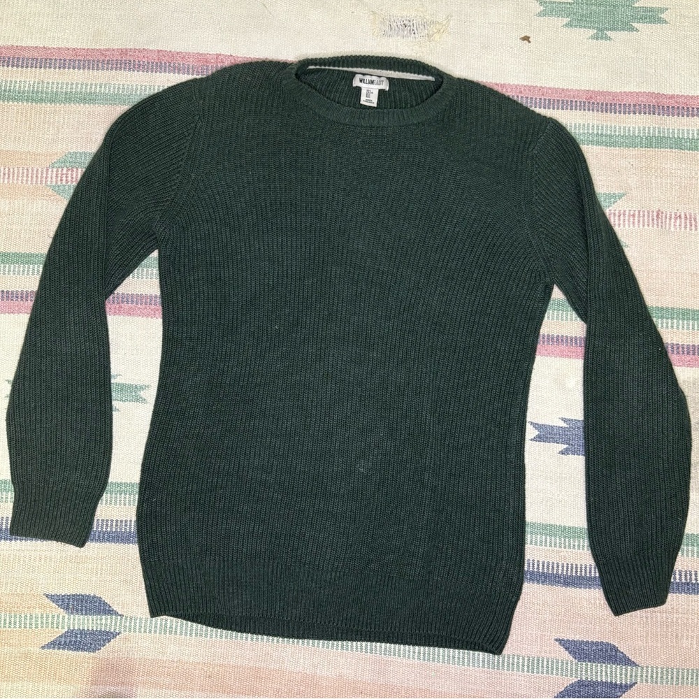 William Rast Green Knit Men’s Large Sweater Crewneck Cotton Acrylic Blend Chunky